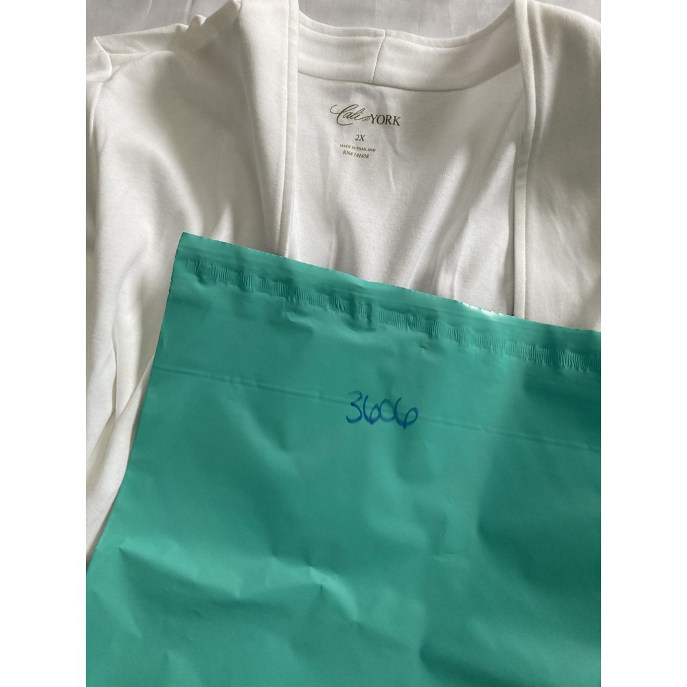 Cali And York Shirt Women 2X White Lightweight Open Front Cardigan 3/4 Sleeve - Picture 11 of 11